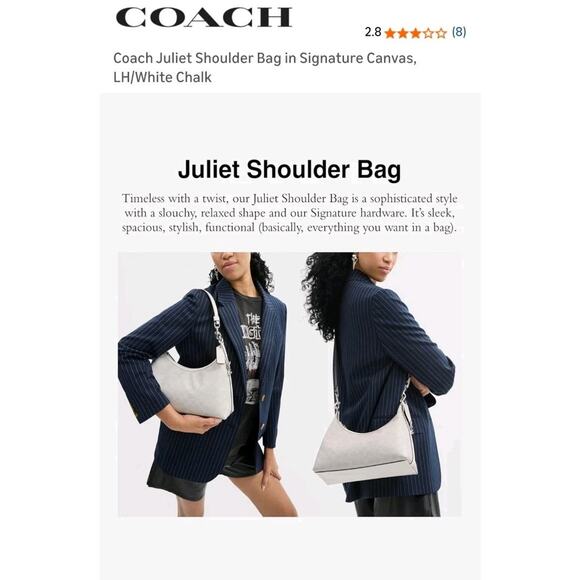 Coach Juliet Shoulder Bag In Signature Canvas Chalk CAM23 Outlet NWT Nickel - Picture 4 of 4